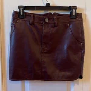 Burgundy leather skirt